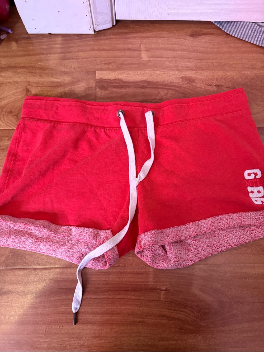 Garage Women's Red Athletic Drawstring Shorts with White Trim